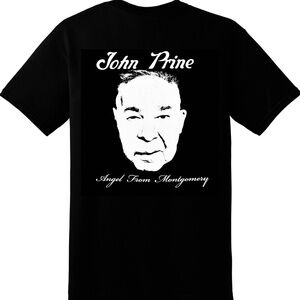 Black “JOHN PRINE” Short Sleeve Tee with Bold Graphic Design